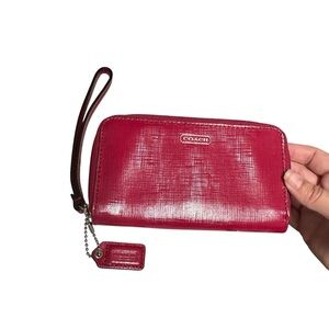 Coach Vibrant Red Zip Around Wristlet